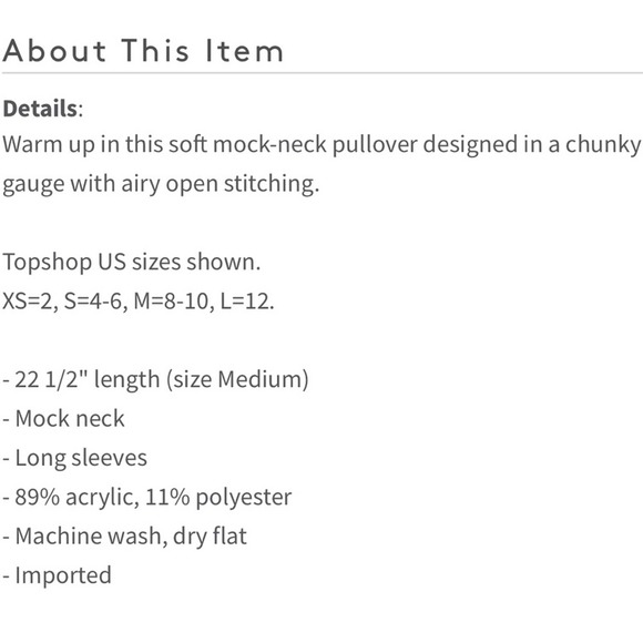 Topshop Mock Neck Pullover Airy Open Stitching - Picture 5 of 12